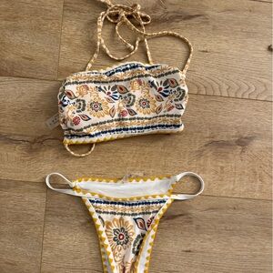 Floral Bikini Set - Yellow and Blue